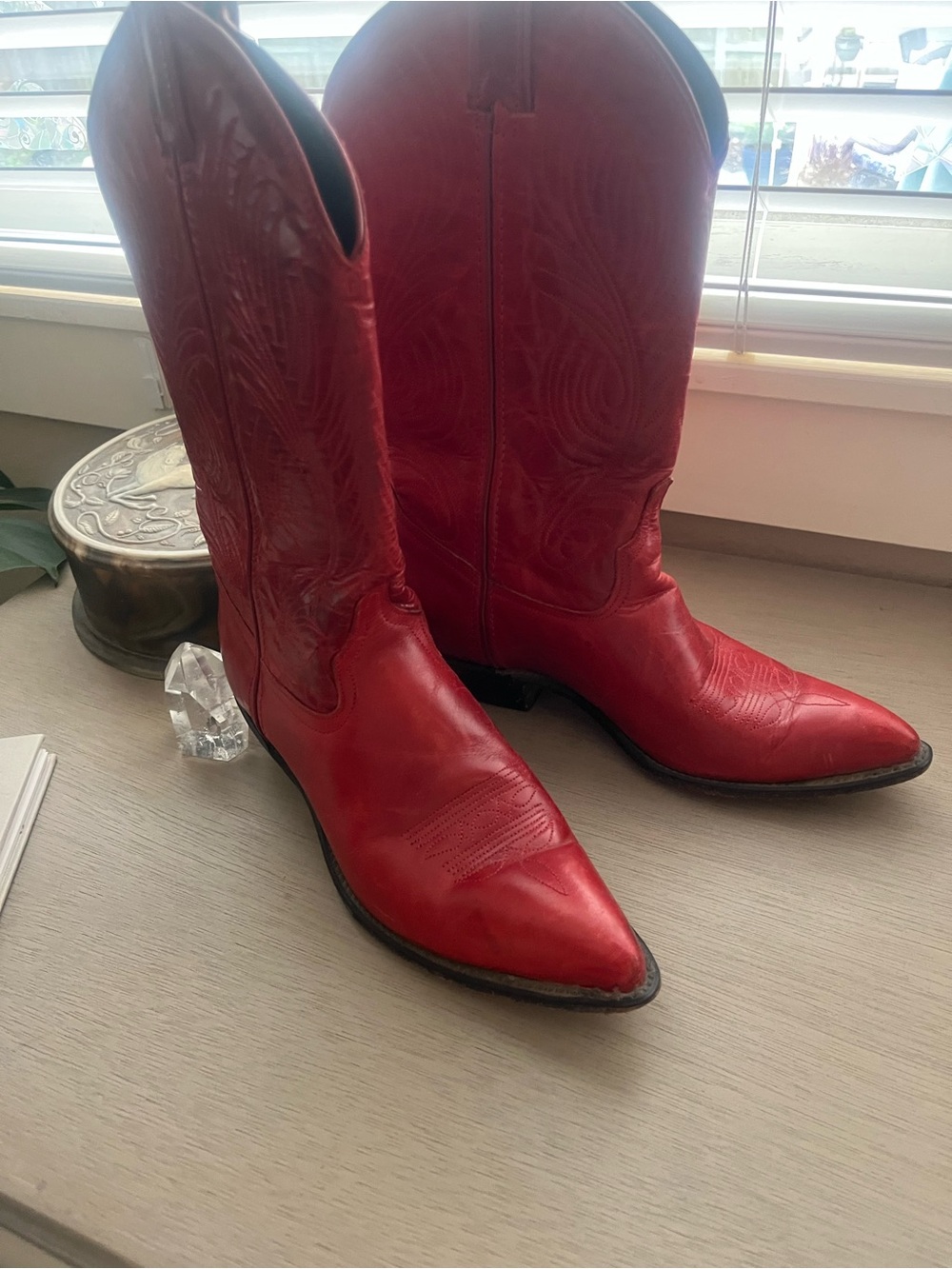 Mexx Red Leather Western-Style Women’s Cowboy Boots